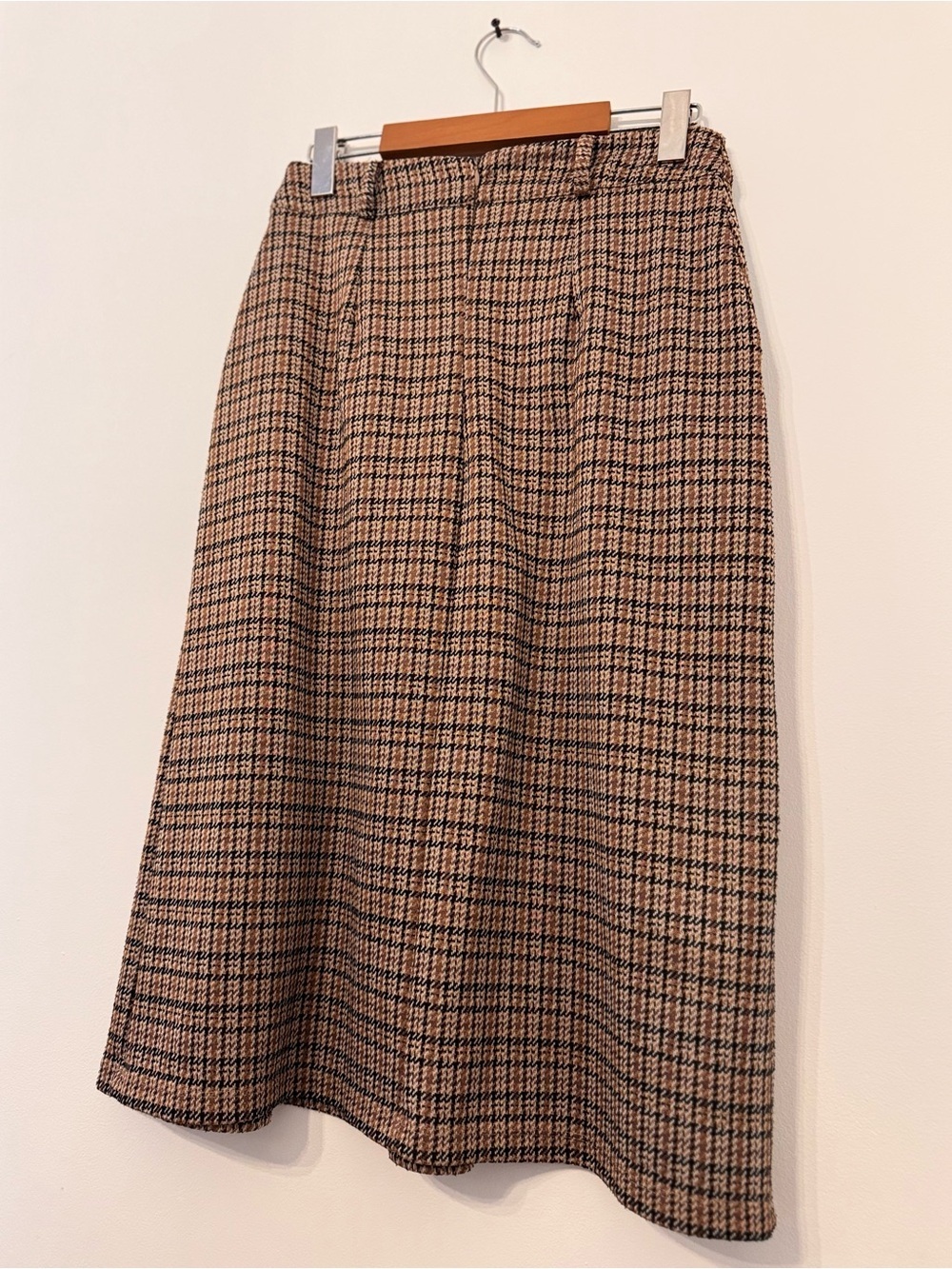 Koton Pleated Houndstooth Midi Skirt in Brown - Picture 4 of 5